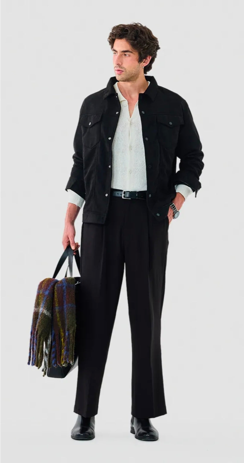 Snap Button Suede Stretch Jacket ( Snitch )