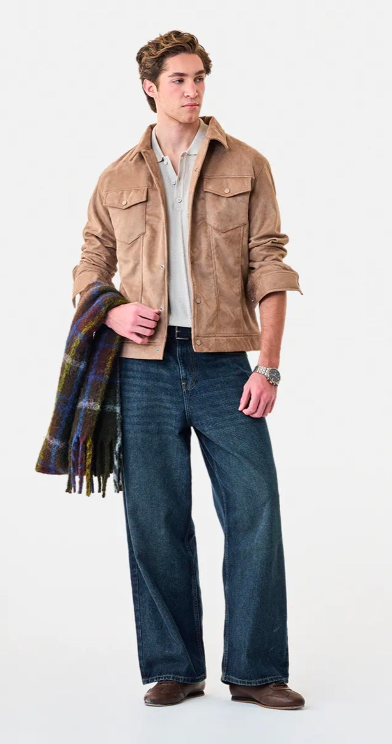 Snap Button Suede Stretch Jacket ( Snitch )