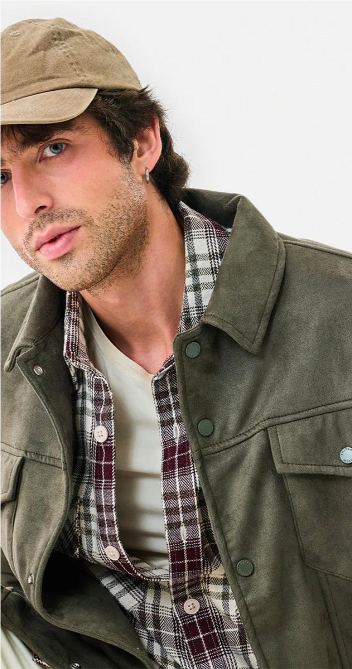 Snap Button Suede Stretch Jacket ( Snitch )