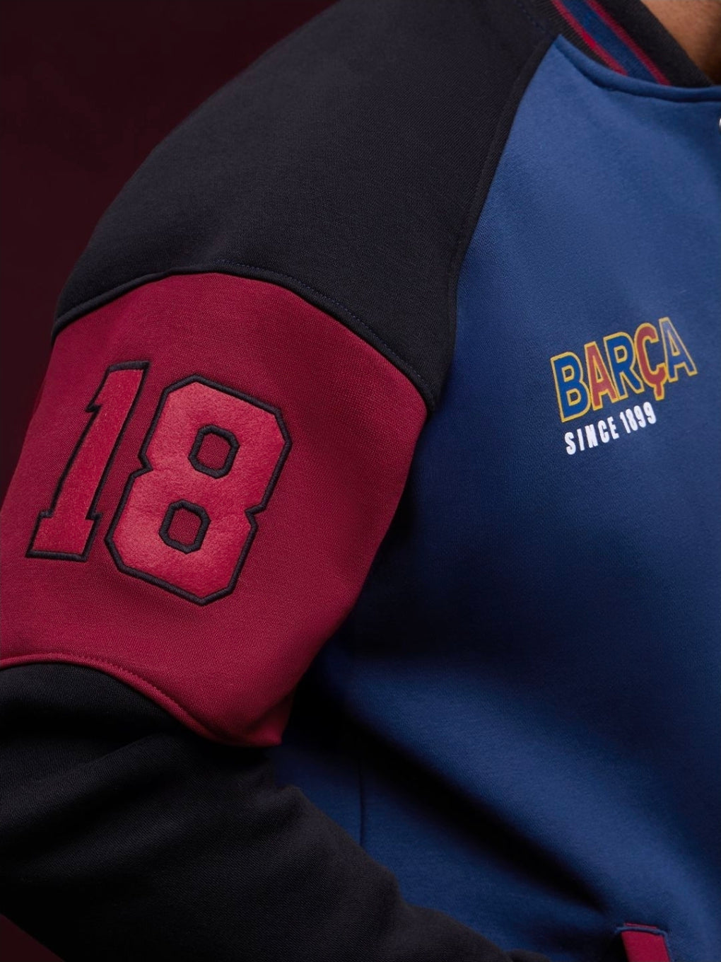 A OVERSIZED FIT Varsity Jackets | FC Barcelona: Barca MENS Varsity Jackets | PREMIUM HEAVY FLEECE (The Souled Store)