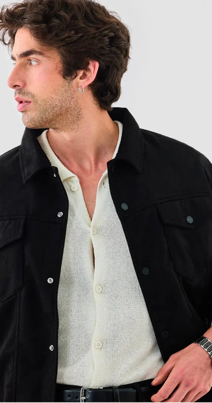 Snap Button Suede Stretch Jacket ( Snitch )