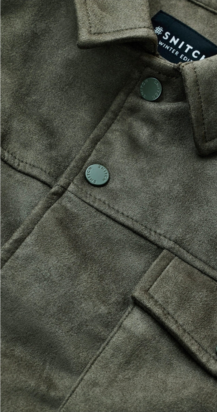 Snap Button Suede Stretch Jacket ( Snitch )