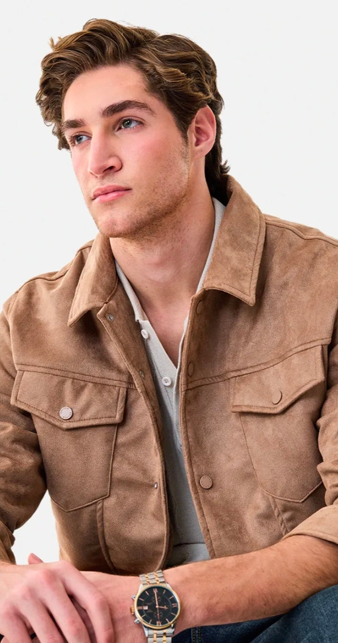 Snap Button Suede Stretch Jacket ( Snitch )