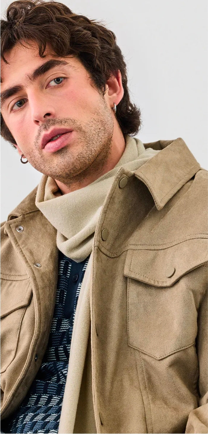 Snap Button Suede Stretch Jacket ( Snitch )