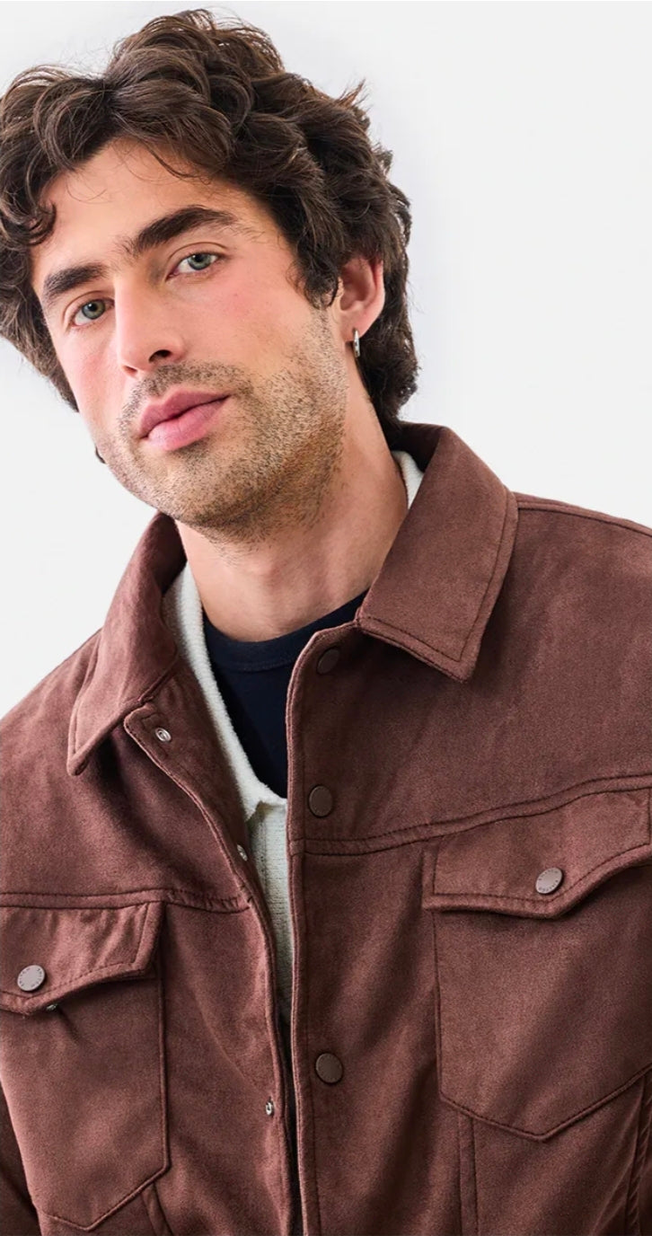 Snap Button Suede Stretch Jacket ( Snitch )
