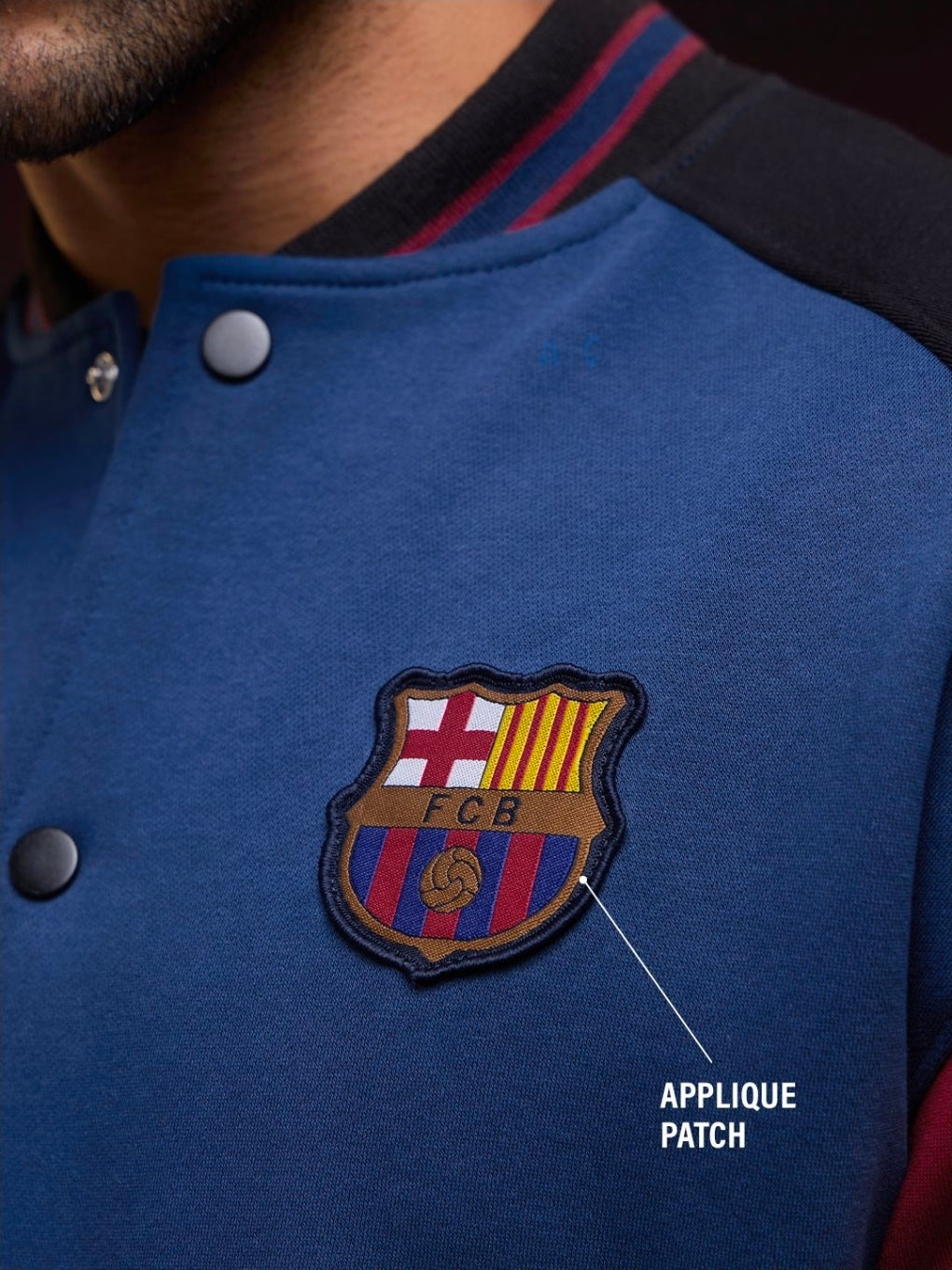 A OVERSIZED FIT Varsity Jackets | FC Barcelona: Barca MENS Varsity Jackets | PREMIUM HEAVY FLEECE (The Souled Store)