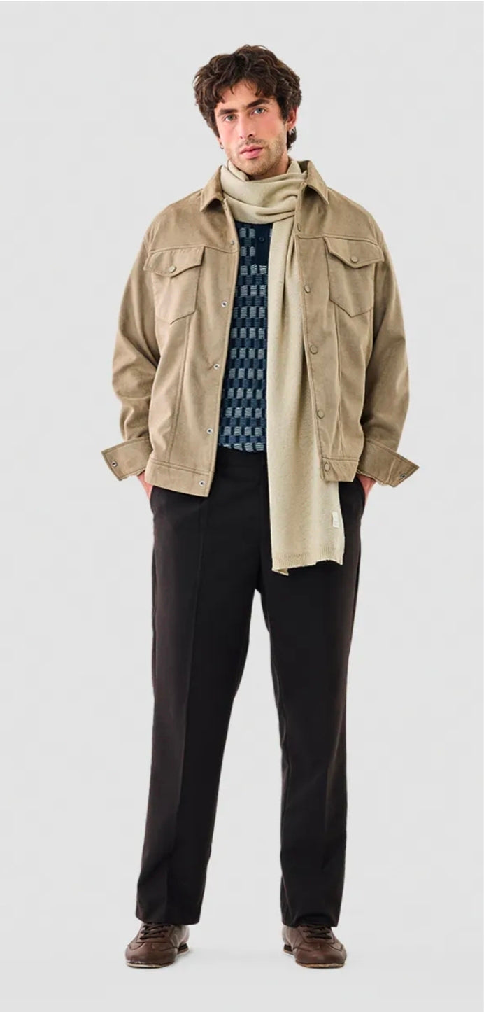 Snap Button Suede Stretch Jacket ( Snitch )