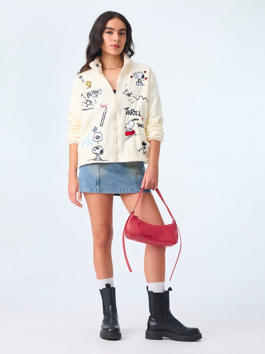 A oversize fit Jacket | Peanuts: Thrill Seeker Women Jackets | PREMIUM HEAVY POLAR FLEECE (The Souled Store)