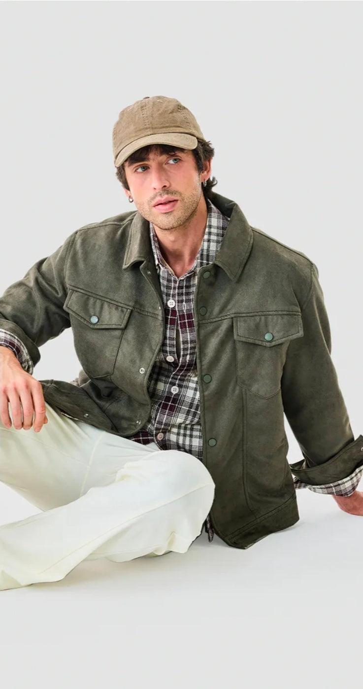 Snap Button Suede Stretch Jacket ( Snitch )